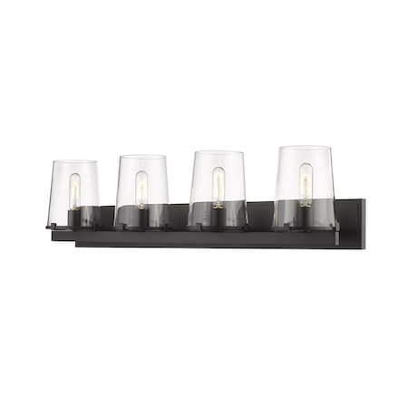 Callista 4 Light Vanity, Matte Black & Clear